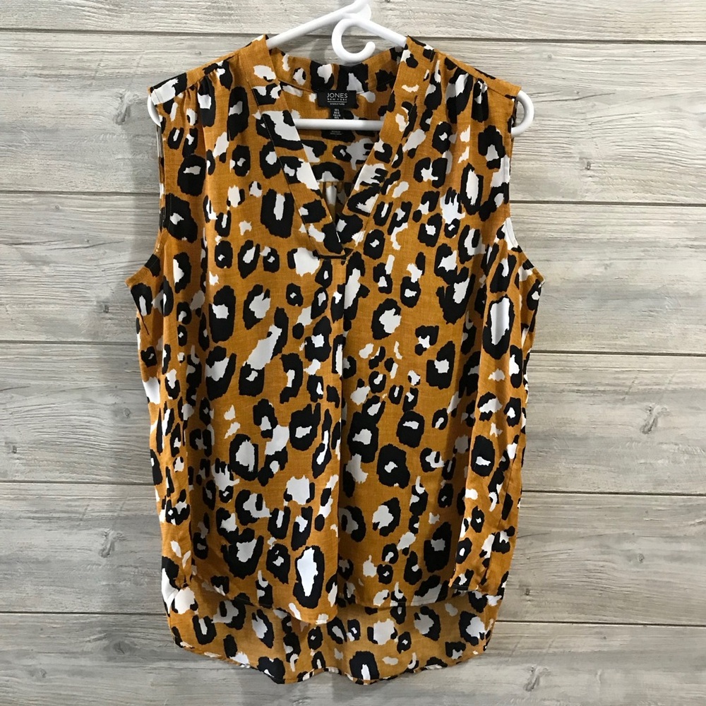 Jones New York Women's Leopard Print Sleeveless Blouse